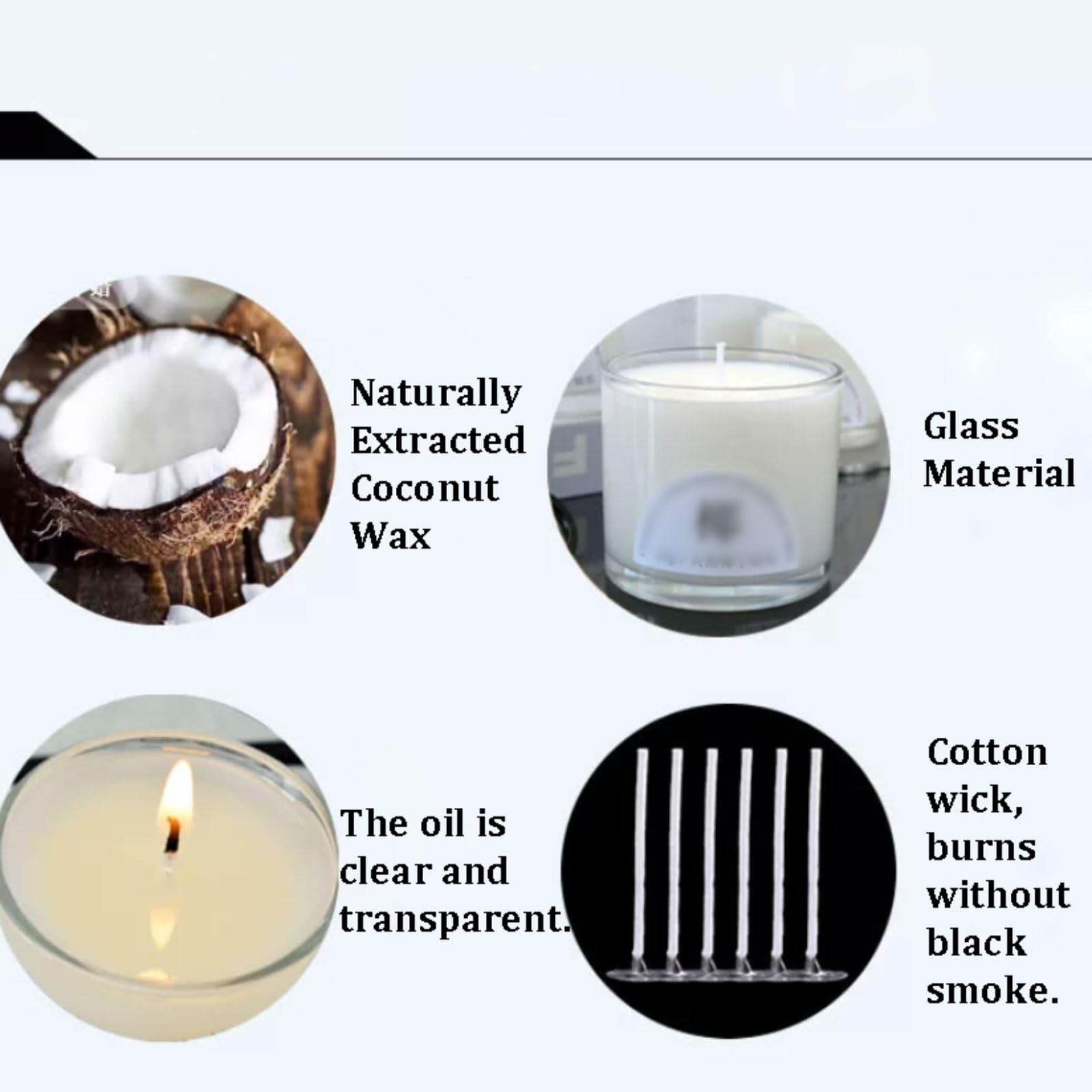 Candele in vetro realizzate con cera di cocco naturale, candele in barattolo riutilizzabili e non profumate, for vacanze in casa, relax e spa(2pcs Large)