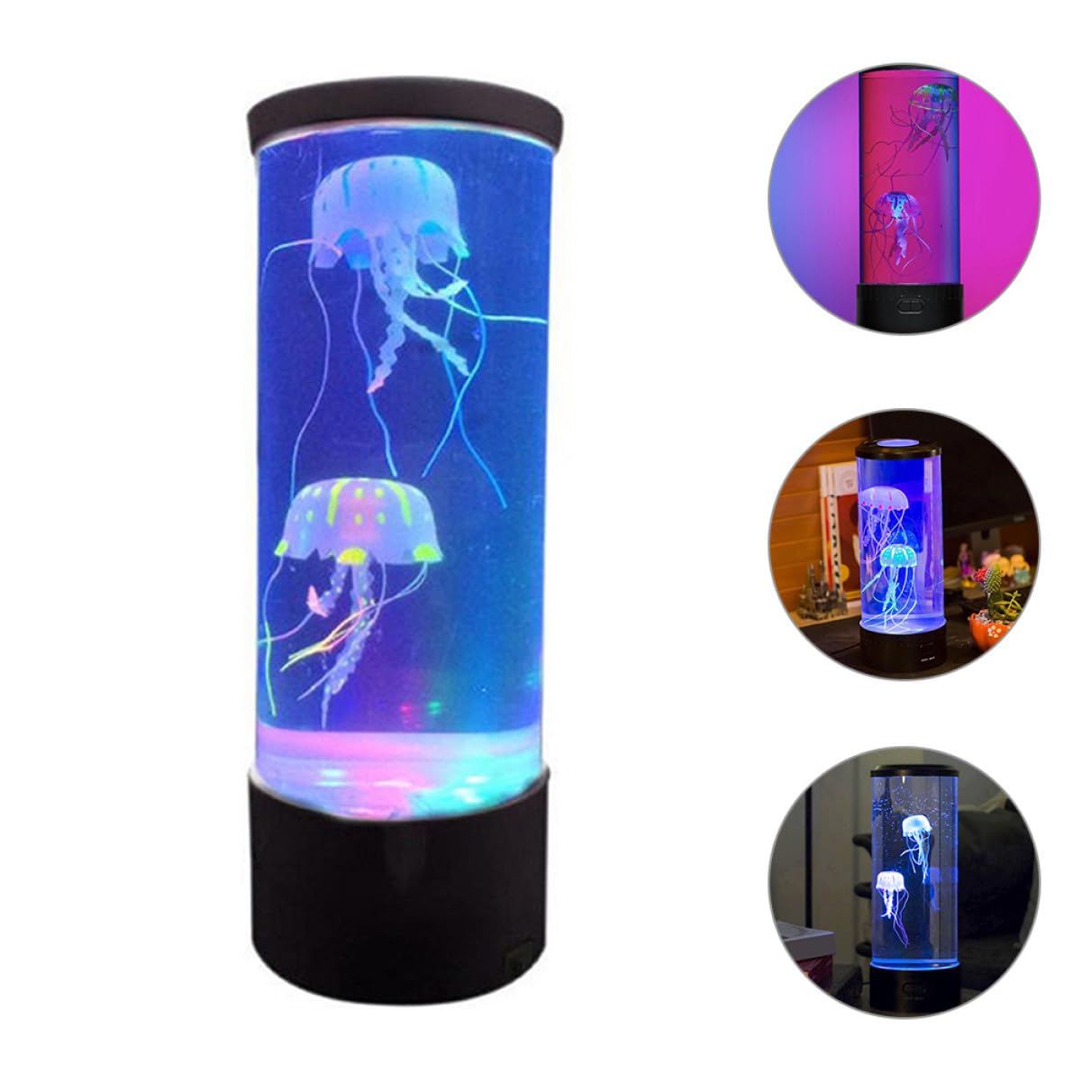 Lámpara de Noche LED de Medusas para Dormitorio Luz Tersa y Decoración en Abs y Acrílico, Incluye Cable USB para Ambiente Relajante Hogar