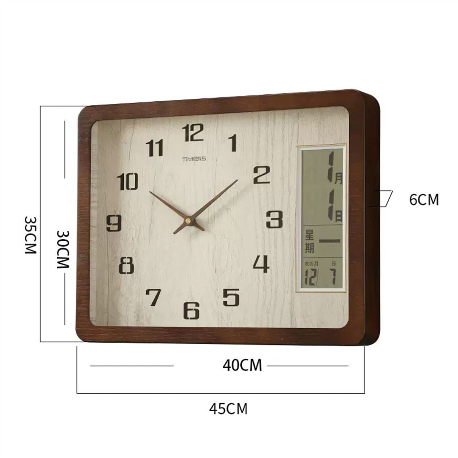 Amazon.co.jp: 日付、月、曜日付き壁掛け時計、サイレント非カチカチ