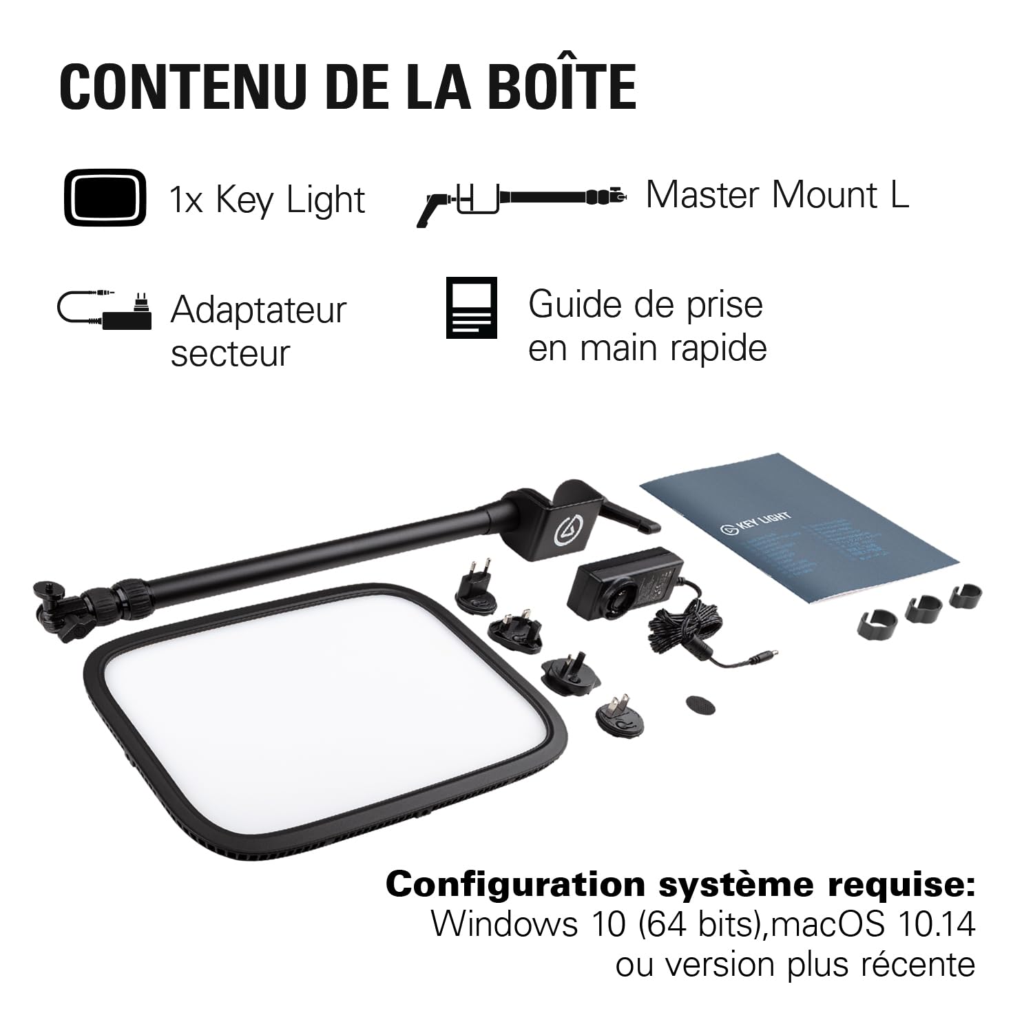 Elgato Key Light - Éclairage de studio pro 2 800 lumens avec pince pour bureau, pour streaming, enregistrement et visioconférence, avec température et luminosité réglables sur Mac, PC, iOS et Android
