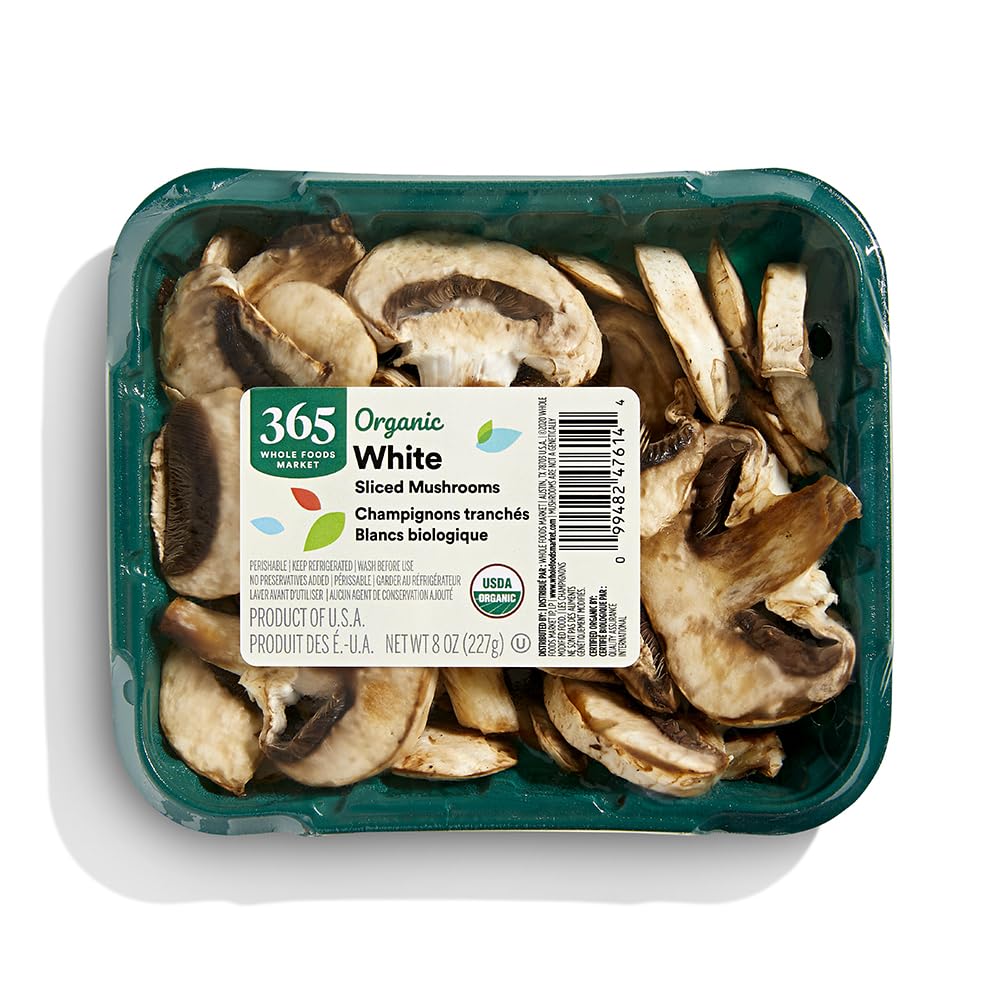Organic Sliced White Mushrooms by 365 by Whole Foods Market - Fresh Pre-Sliced Produce for Easy Cooking