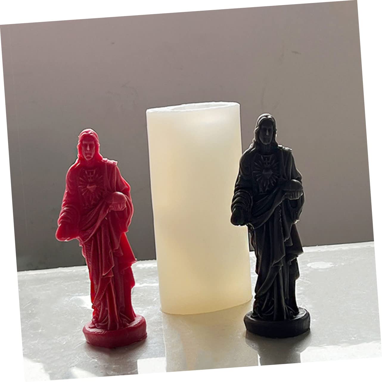 Jesus Kerzenform aus Silikon für Selbstgemacht Kerzenherstellung mit Einfacher Bedienung Weiße Gussform für Gips und Epoxidharz zum Basteln und Dekorieren