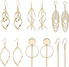 LEEQBCR 6 Paires de Boucles d'oreilles Boho en Acier Inoxydable pour Filles et Femmes (Or)