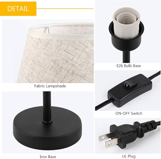 Lámparas de Mesa HAITRAL - Set de 2 Negras con Pantalla Beige miniatura 7