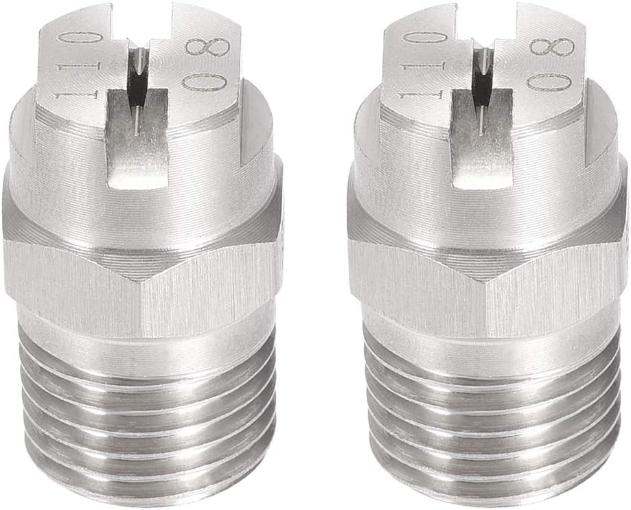 304 Stainless Steel Flat Fan Spray Nozzle, 1/4 BSPT Male Thread, 110 Degree Spray Angle, 2.8mm Orifice, for Agriculture Landscaping Industrial Washing (4 PCS) 2mm