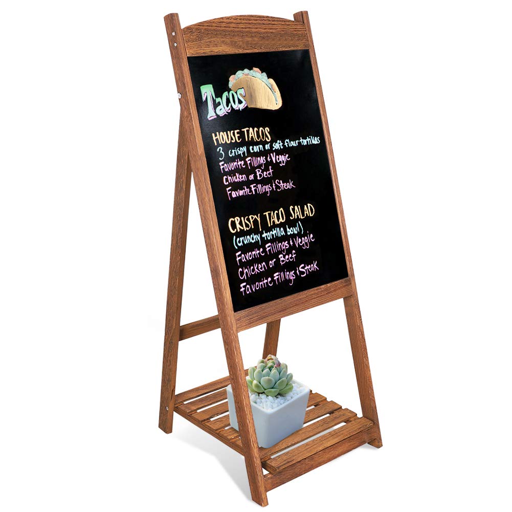 Buy UNHO Wooden Chalkboard Easel Display Stand Wood Ladder Shelf A