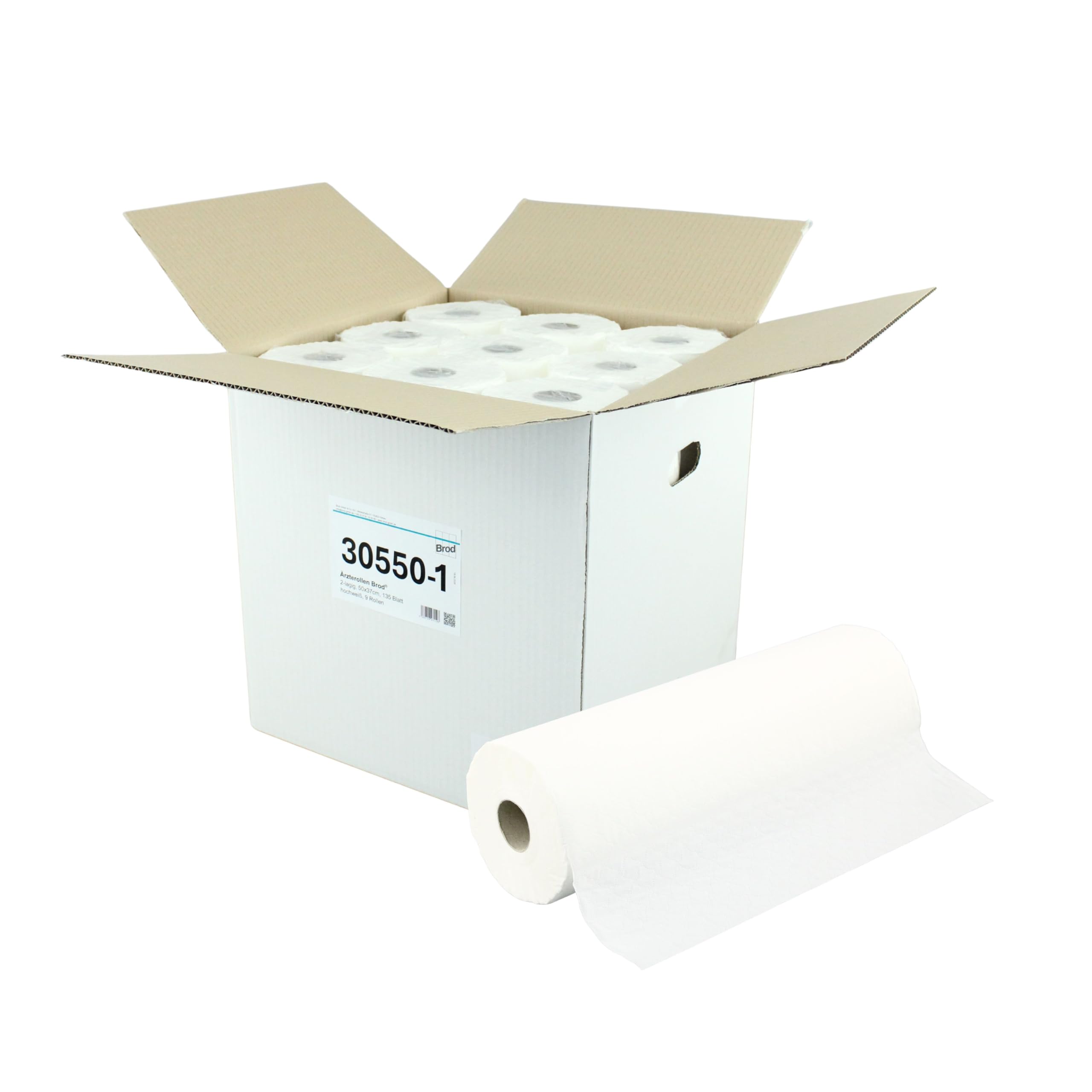 Ärzterollen Ärztekrepp 50 cm breit 2-lagig Zellstoff 50 Meter 139 Abrisse 9 Rollen