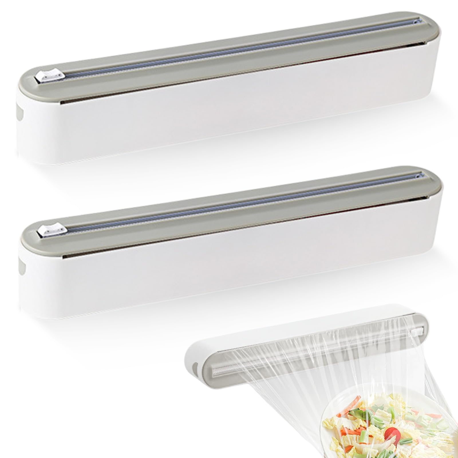Distributeur magnétique de Film Alimentaire 2 pièces avec Coupe-Film : Coupe-Film, Distributeur et Enrouleur pour Film Alimentaire, Papier Aluminium et Distributeur