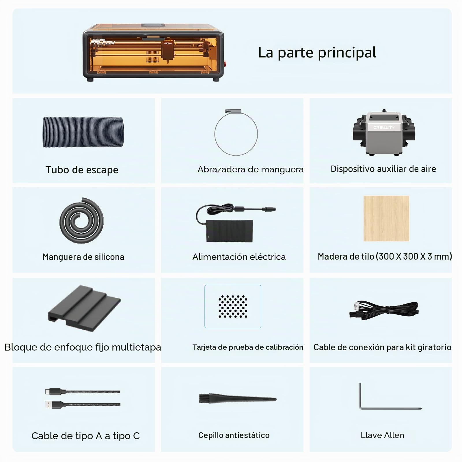 Creality Falcon A1 Grabador Láser 10W, Potencia de 80W, Totalmente Cerrado, 600 mm/s, Posicionamiento Automático con Cámara HD, Ideal para Madera y Metal - Carcasa Blanca