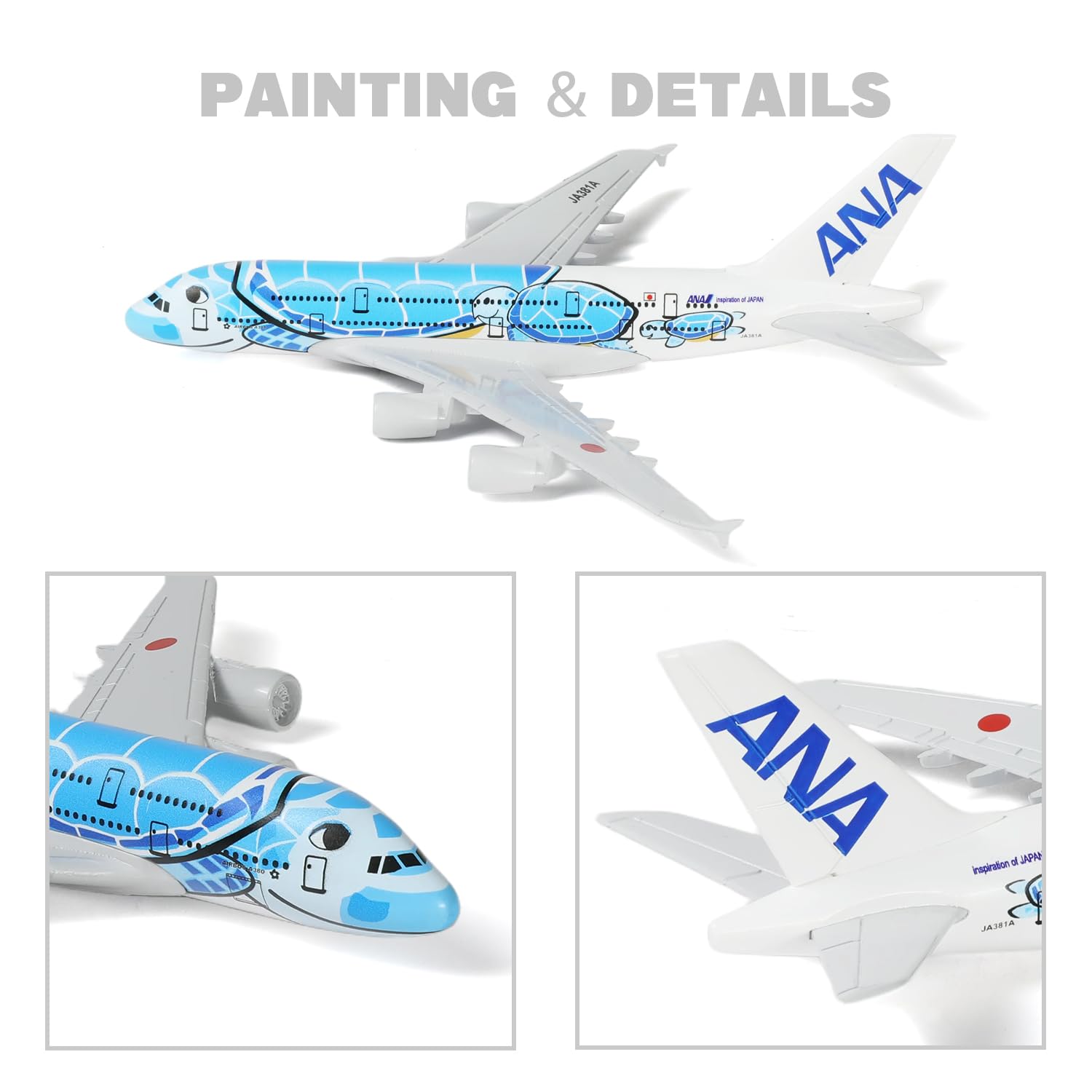 Amazon.com: QIYUMOKE 1/400 A380 Model Plane Blue Turtle Diecast