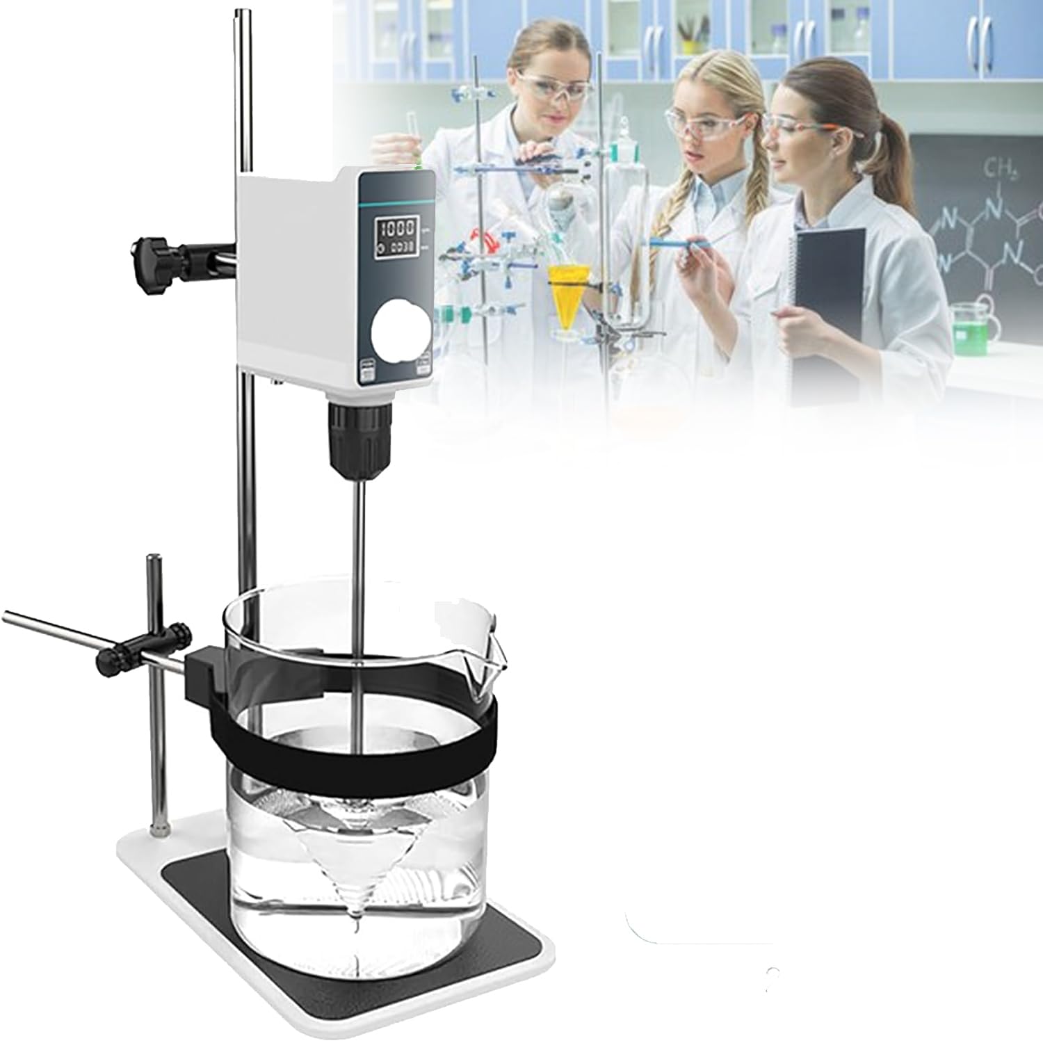 Agitador eléctrico de Techo, 10L/20L Pantalla Digital Agitador eléctrico de Laboratorio, Velocidad Ajustable y Temporizador, Motor sin escobillas con Alto par para Pinturas, tintes, reactivos