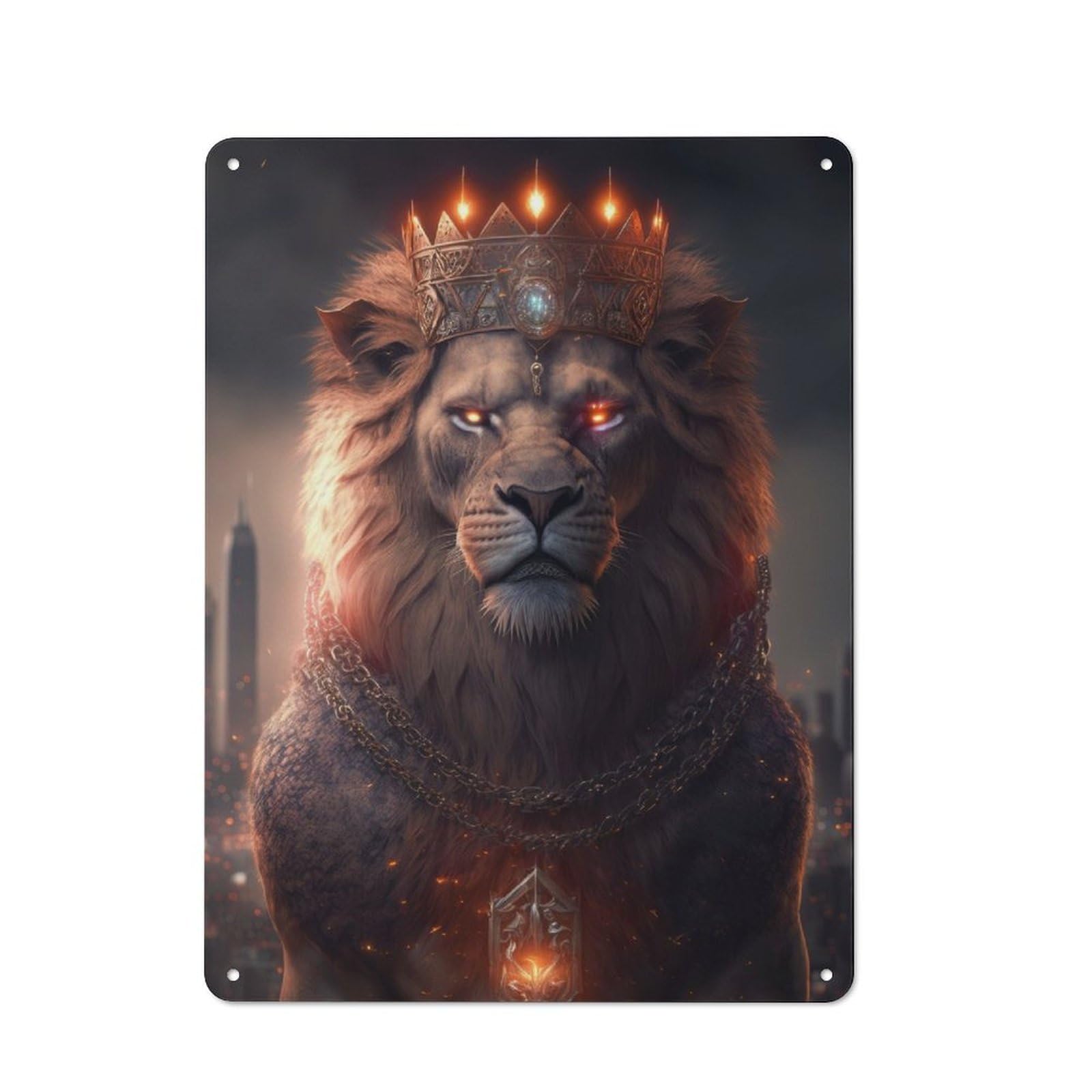 Junmoney Lion Of The City Metal Gift Sign 40X30cm, Decorative Room Wall Plaque For Bedroom, Kitchen, Office Or Living Room