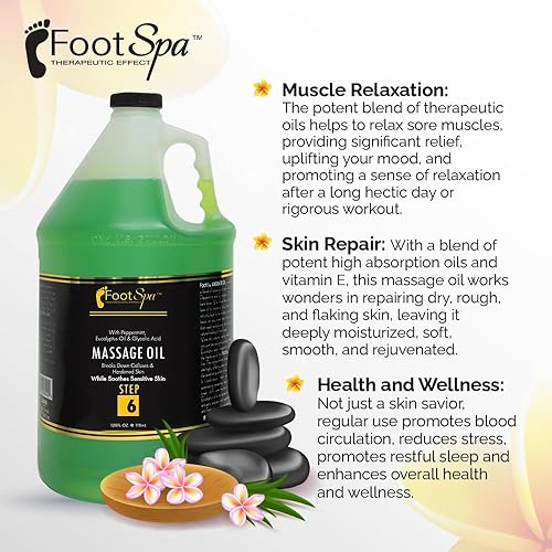Miniatura 5 de Foot SPA - Aceite de masaje, extracto de eucalipto, 128 onzas, terapia de masaje profesional de cuerpo completo, manicura, pedicura, relaja los