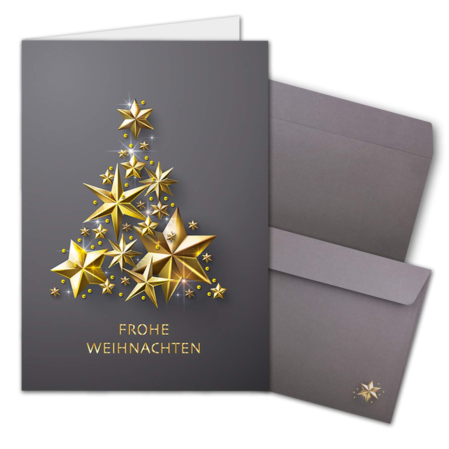 NEUSER PAPIER 30 biglietti di Natale, formato DIN A6, colore bianco, con albero di Natale, 10,5 x 14,8 cm, auguri di Natale per aziende e privati