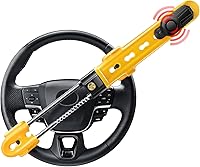 ELECTOP Steering Wheel Lock with 113dB Alarm - Heavy Duty Adjustable Anti-Theft for Cars Trucks SUVs Vans, 2 Keys Included