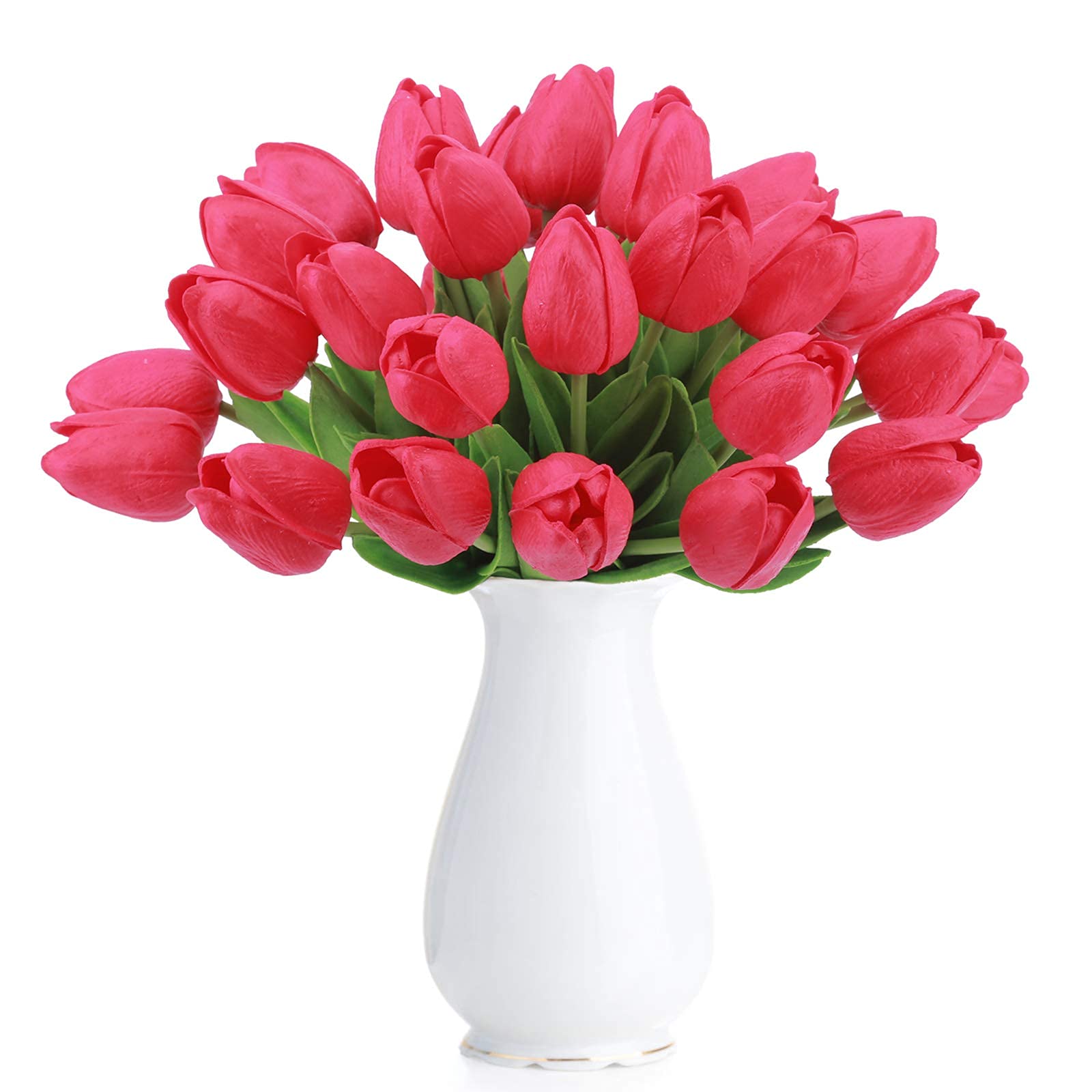 Haoshics Red Artificial Tulips Fake Holland Tulip Real Touch Bouquet Flowers Latex Tulips For Wedding Home Hotel Party Garden Decor, Multicolor 10Pcs (Red)