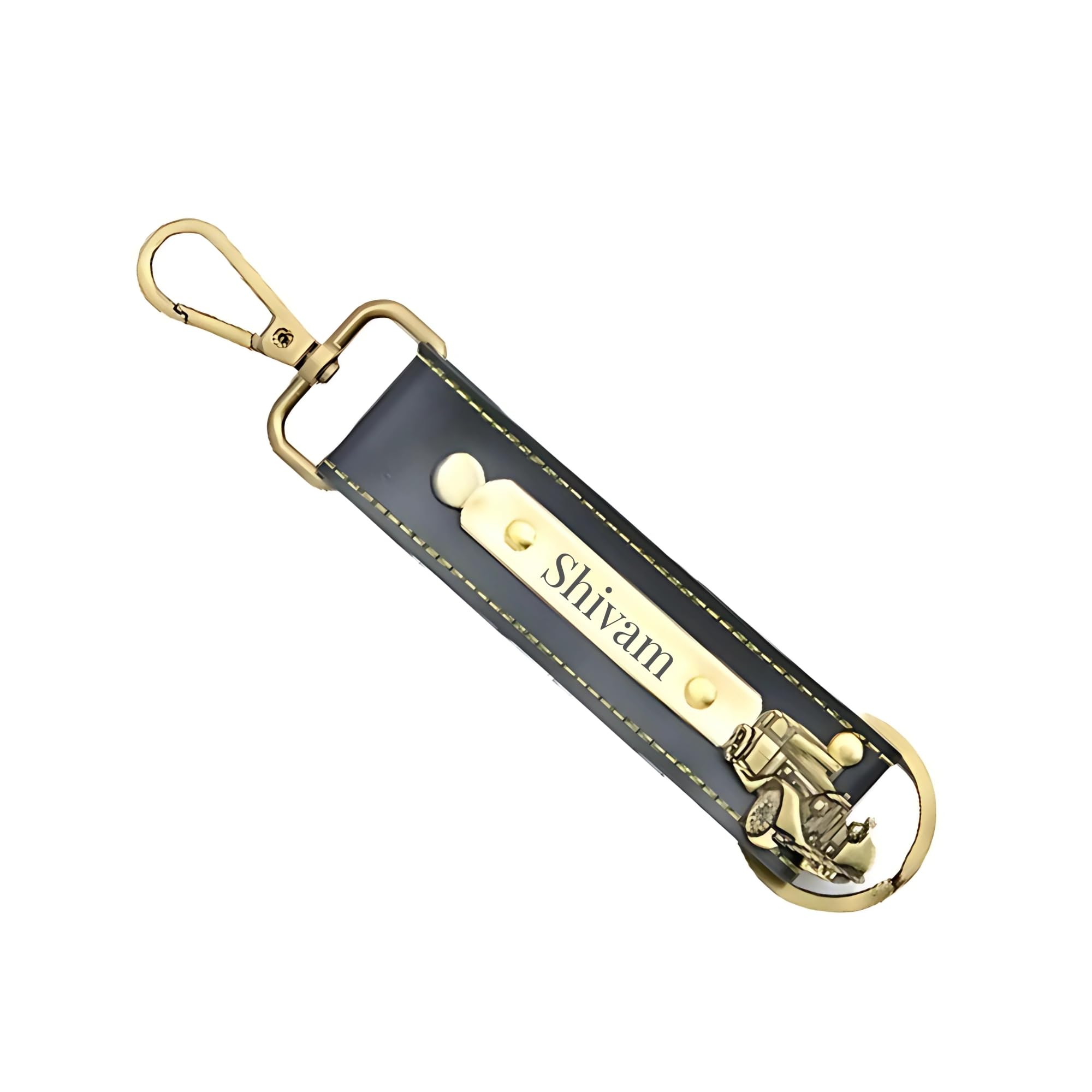 Personalized Leather Keychain with Custom Name and Metal Charm, PU Leather with Hand Stitching, Adjustable Keyholder-image-41