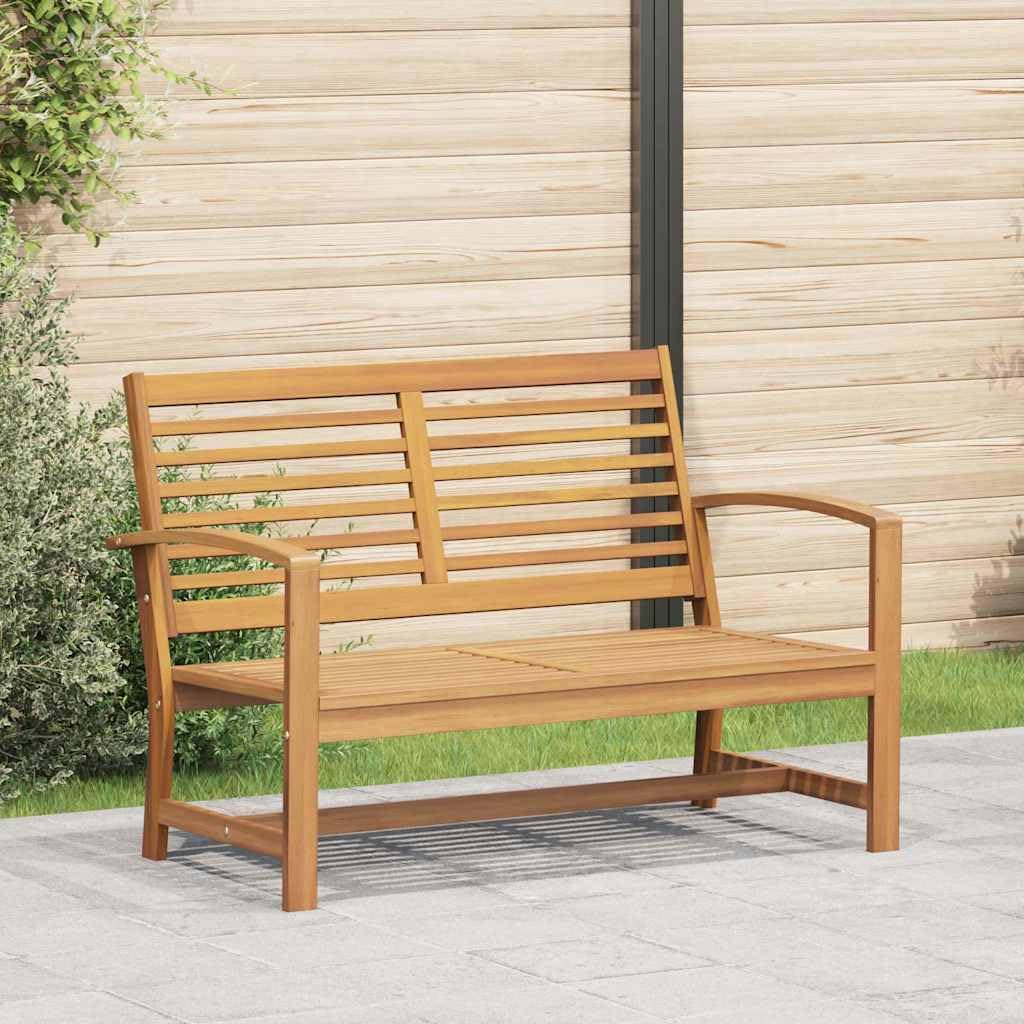 Banco de jardín marrón de madera de teca maciza de 110 cm para exterior y terraza