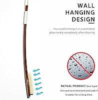 Vista 6 de ICANdOIT - Cepillo de baño de mango largo antideslizante de cerdas de jabalí natural de 17.71 pulgadas, limpiador de ducha con mango doblado