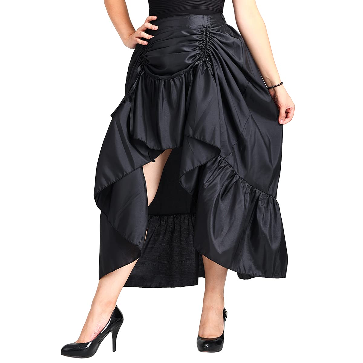 COSDREAMER Women's Steampunk Gothic High Low Skirt Victorian Bustle Skirt