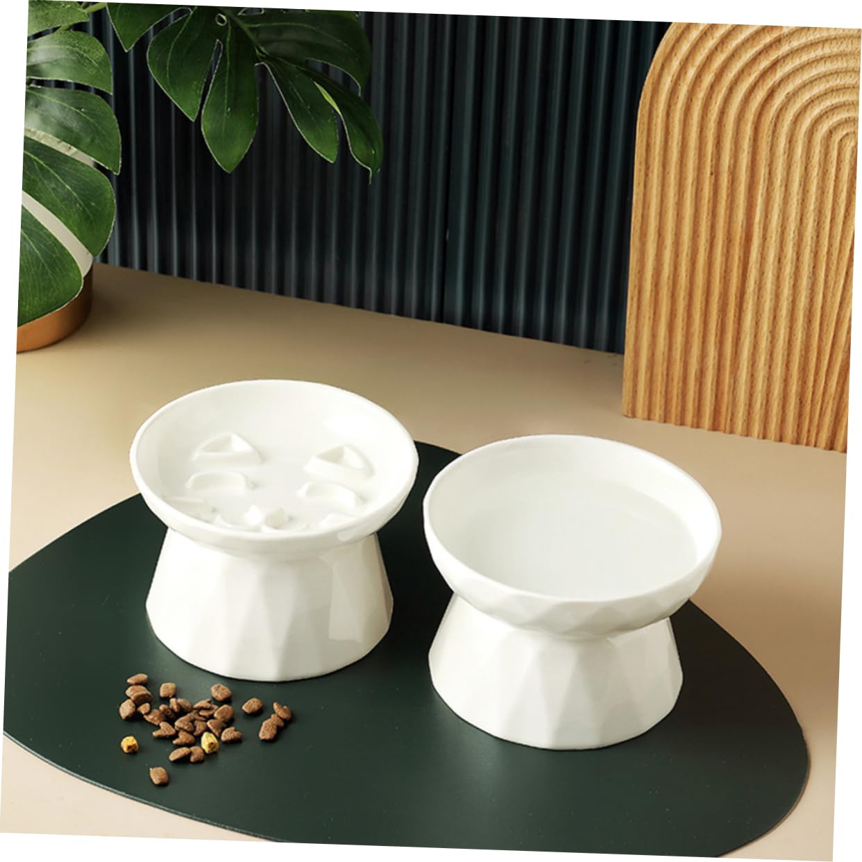minkissy Comedero Elevado y Capacidad Grande de Cerámica para Gatos Diseño Ergonómico Cuenco Blanco para Alimentación y Decoración en Interiores