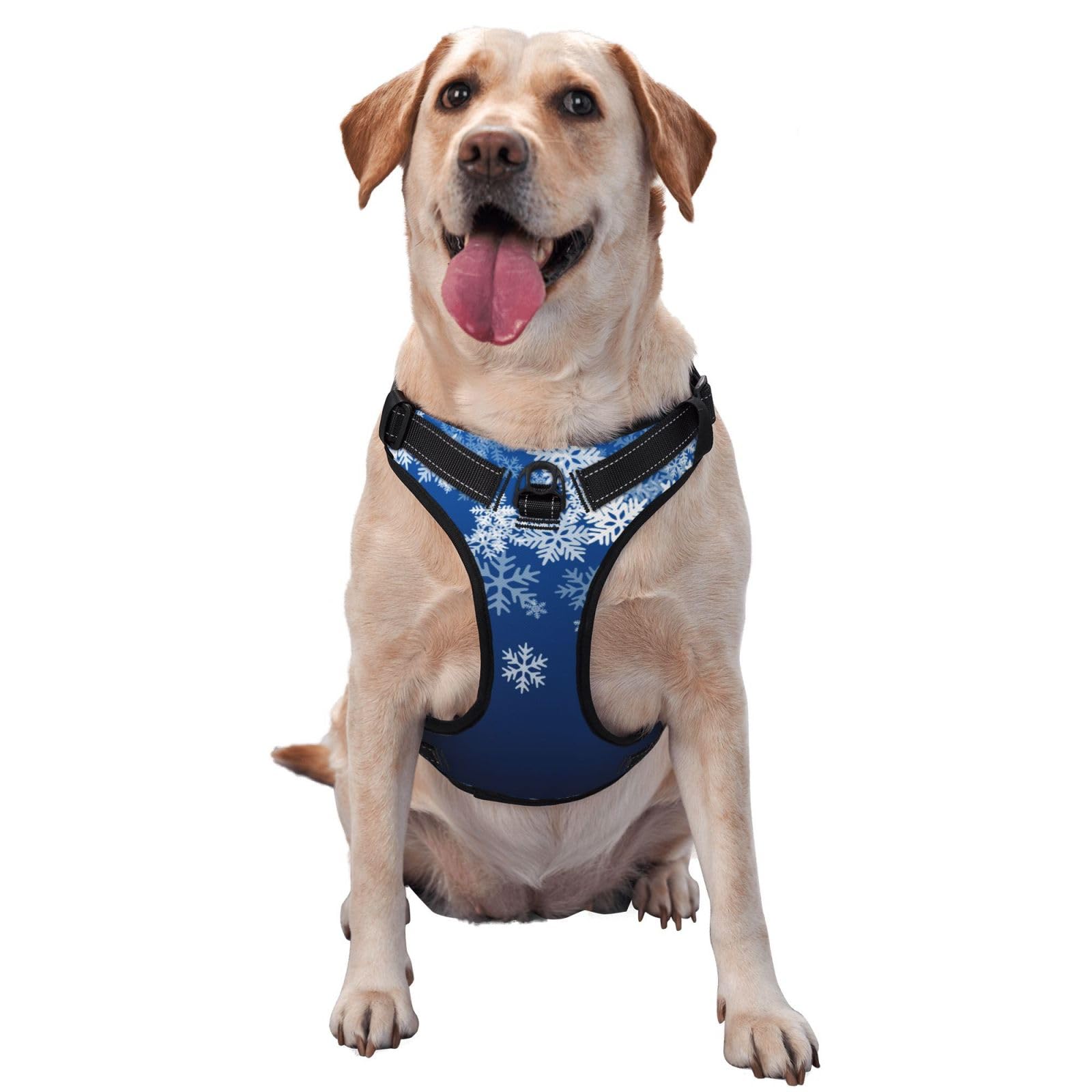 Winter Snowflakes Falling No Pull Dog Harness for Large Dogs No Pull Dog Leash, Adjustable Large Dog Harness Reflective Dog Vest Harness, Easy Walk Dog Harness for Medium Dogs No Pull Pet Harness