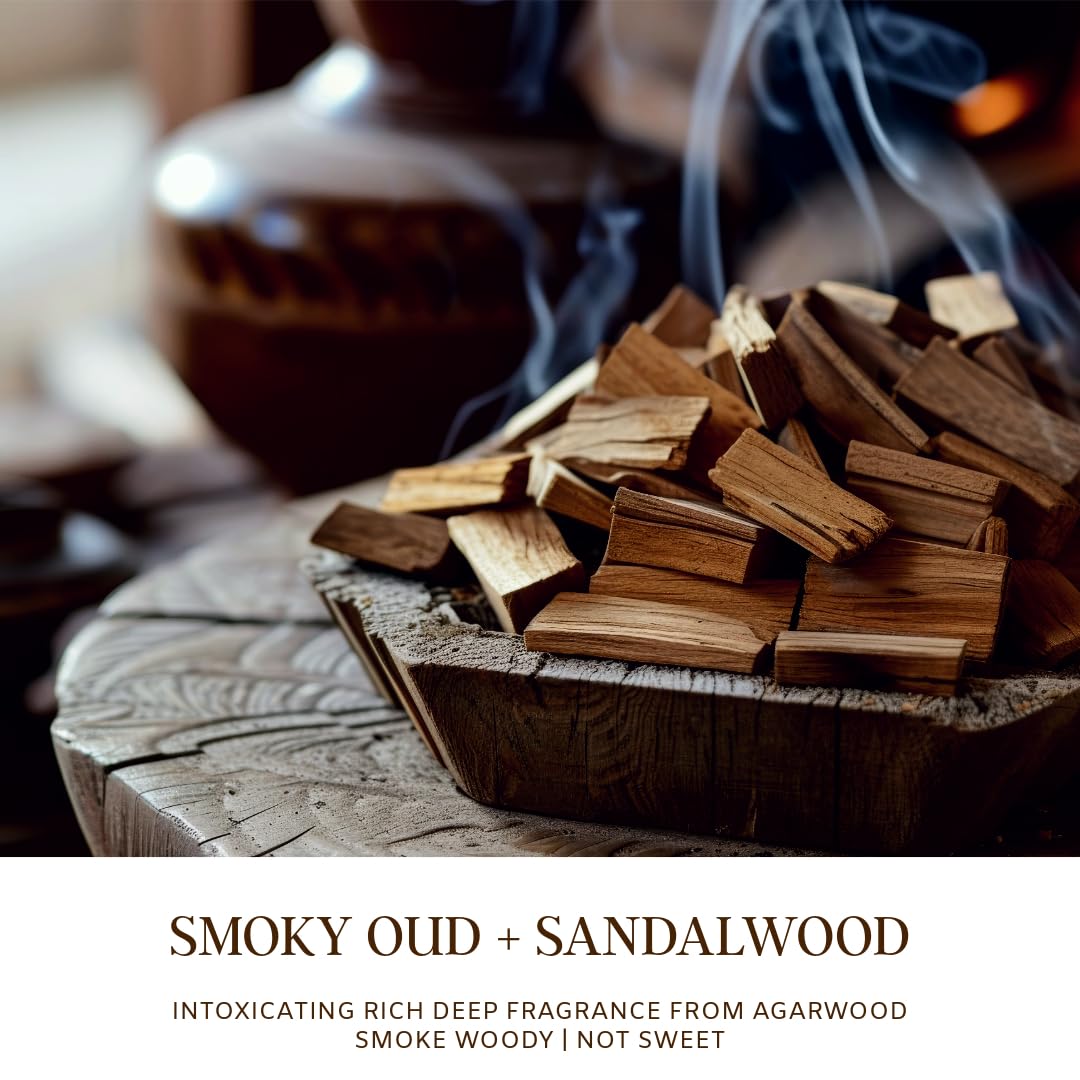 SENSE ISLAND Santal Oud Scented Candles for Men&Women | 100% Natural Soy Candle 7oz, up to 50 Hrs Burn Time Highly Scented Premium Woody Scented Candle