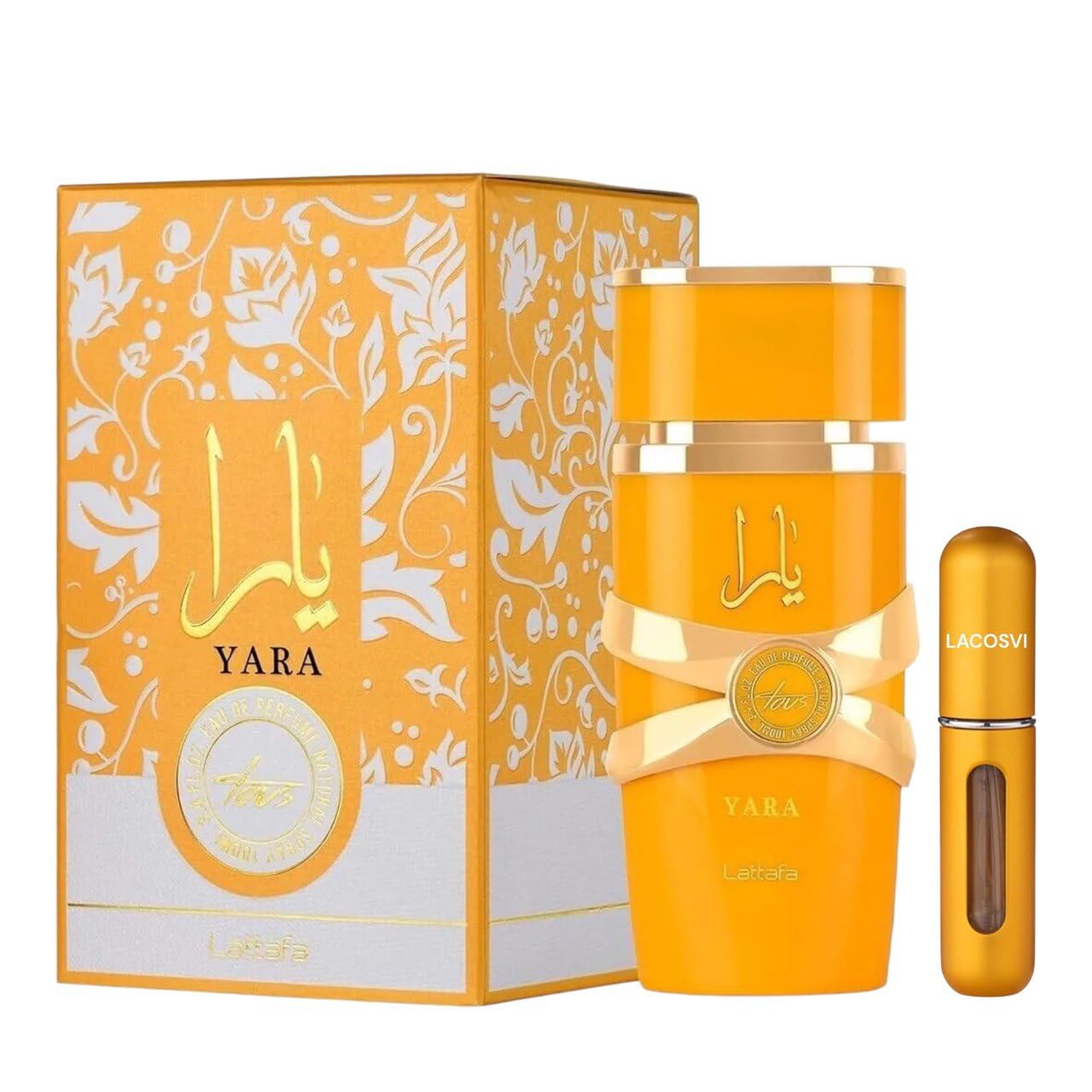 Yara Tous Perfume Arabe Perfume De Mujer Con Atomizador De Perfume Lacosvi 5ml Notas Olfativas Coco Mango Maracuyá Vainilla Naranja Jazmín Elixir De Perfumes Arabes Oud De Parfum (100ML, YARA NARANJA)