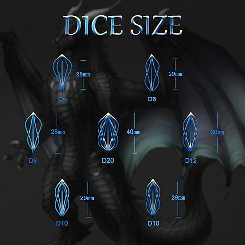 Miniatura 7 de DND - Juego de dados para Dungeons and Dragons, dados de metal DND 7 PSSet, juego de dados poliédricos ZHOORQI para juegos de rol (Arcano-azul)