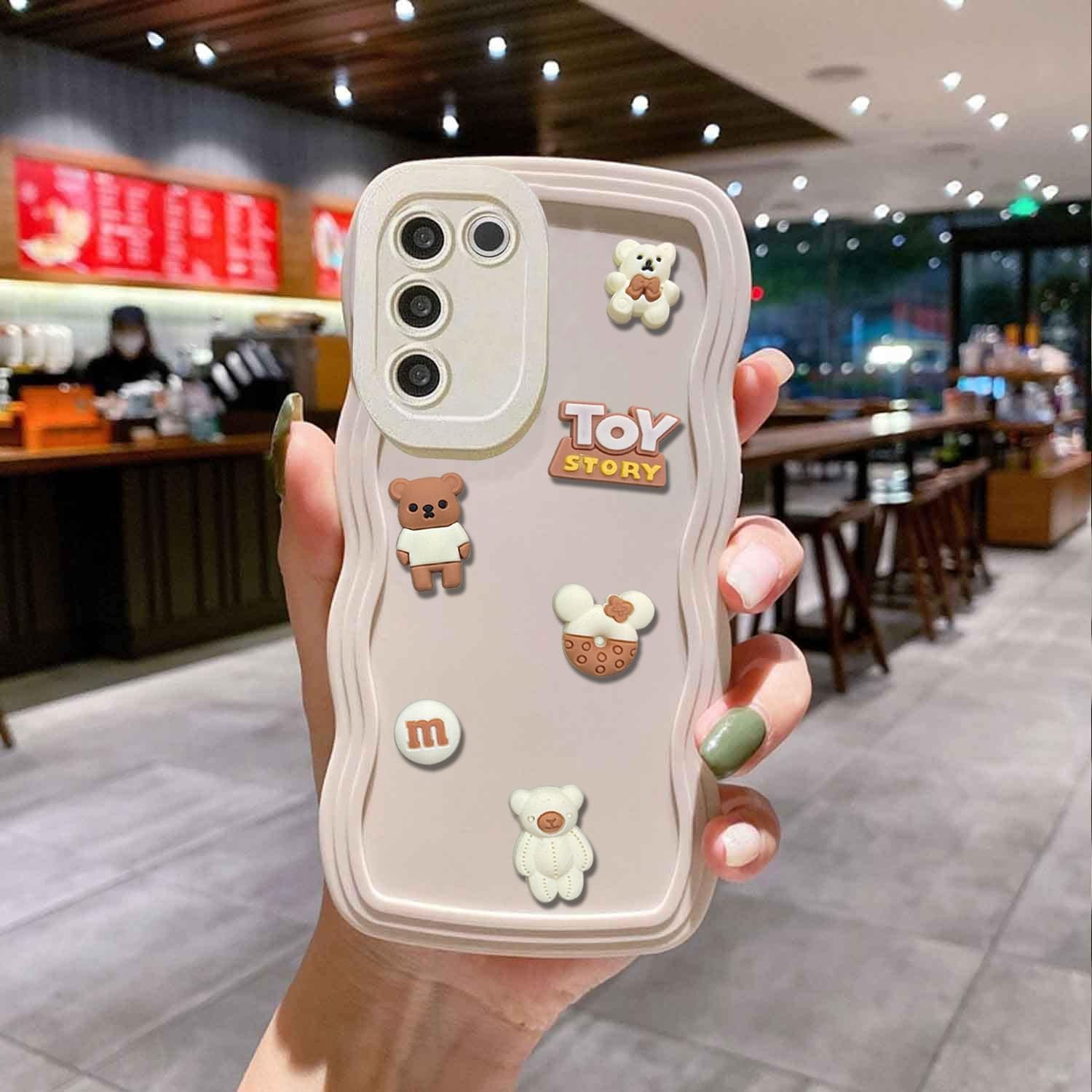 KC Back Cover for Vivo V27 5G & Vivo V27 Pro 5G, 3D Cute Curly Wave Cartoon Characters and Donut Shockproof Soft Bumper Silicone Case with Camera Protection (Off-White) (B0CBJWPX7C) Amazon Price History, Amazon Price Tracker