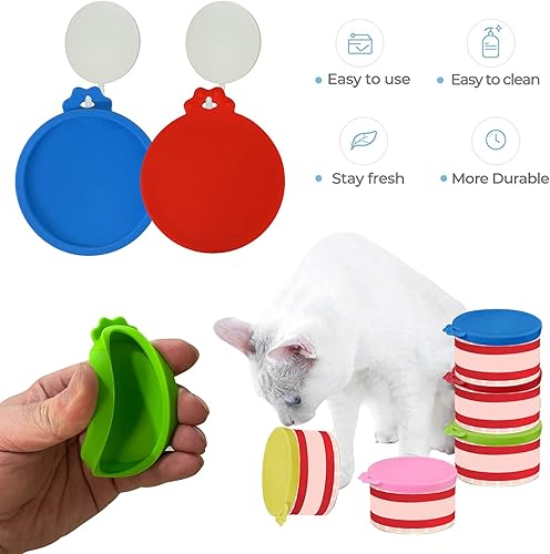 Miniatura 3 de AQSXO 4 tapas de silicona para latas de comida para mascotas pequeñas para latas de comida para gatos de 3 oz y 2.5 oz