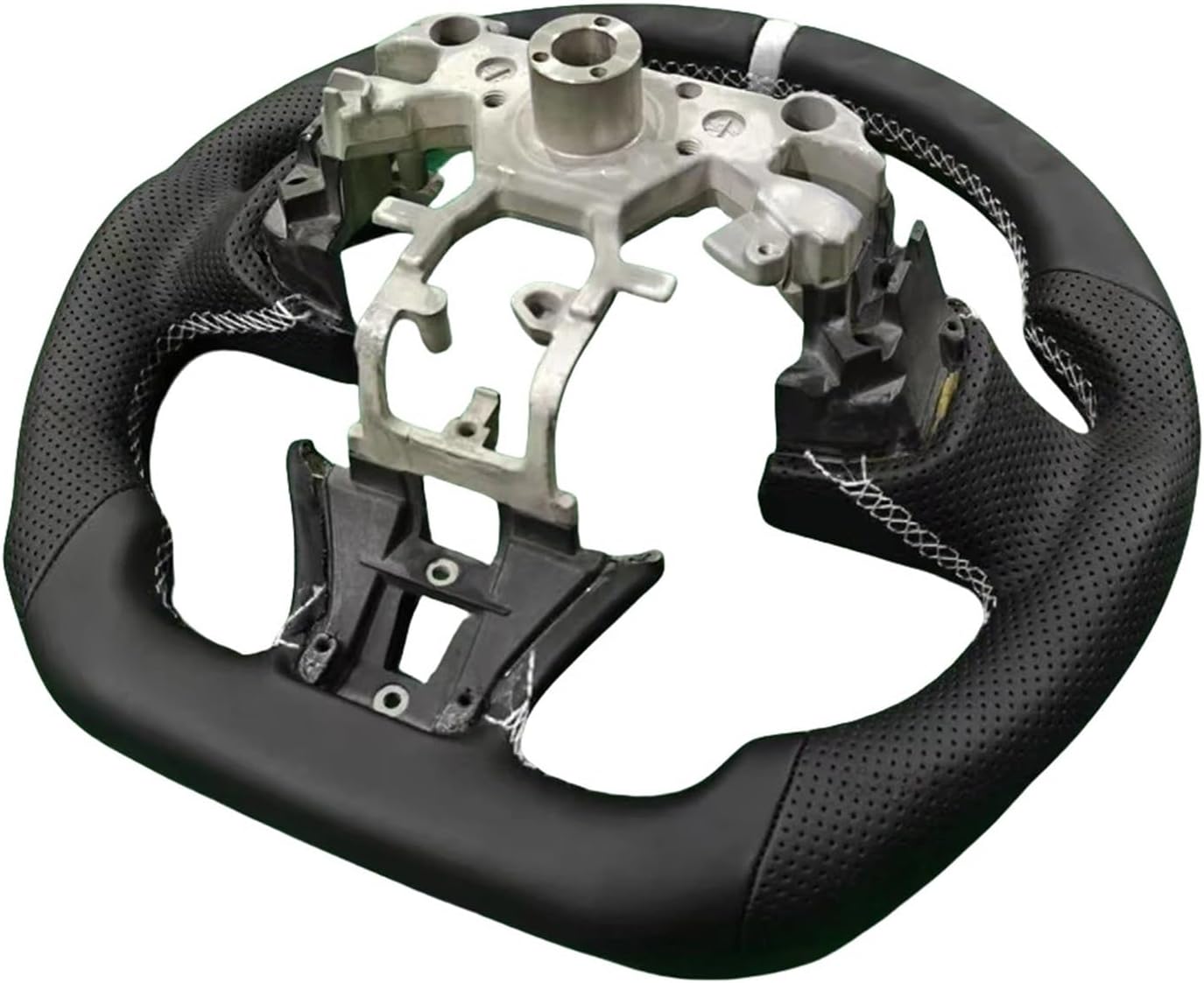 Full Leather White Stripes Steering Wheel Compatible For Infiniti Q50 QX50 2013-2017 Hand-stitched Steering Wheel Customized Car Accessory