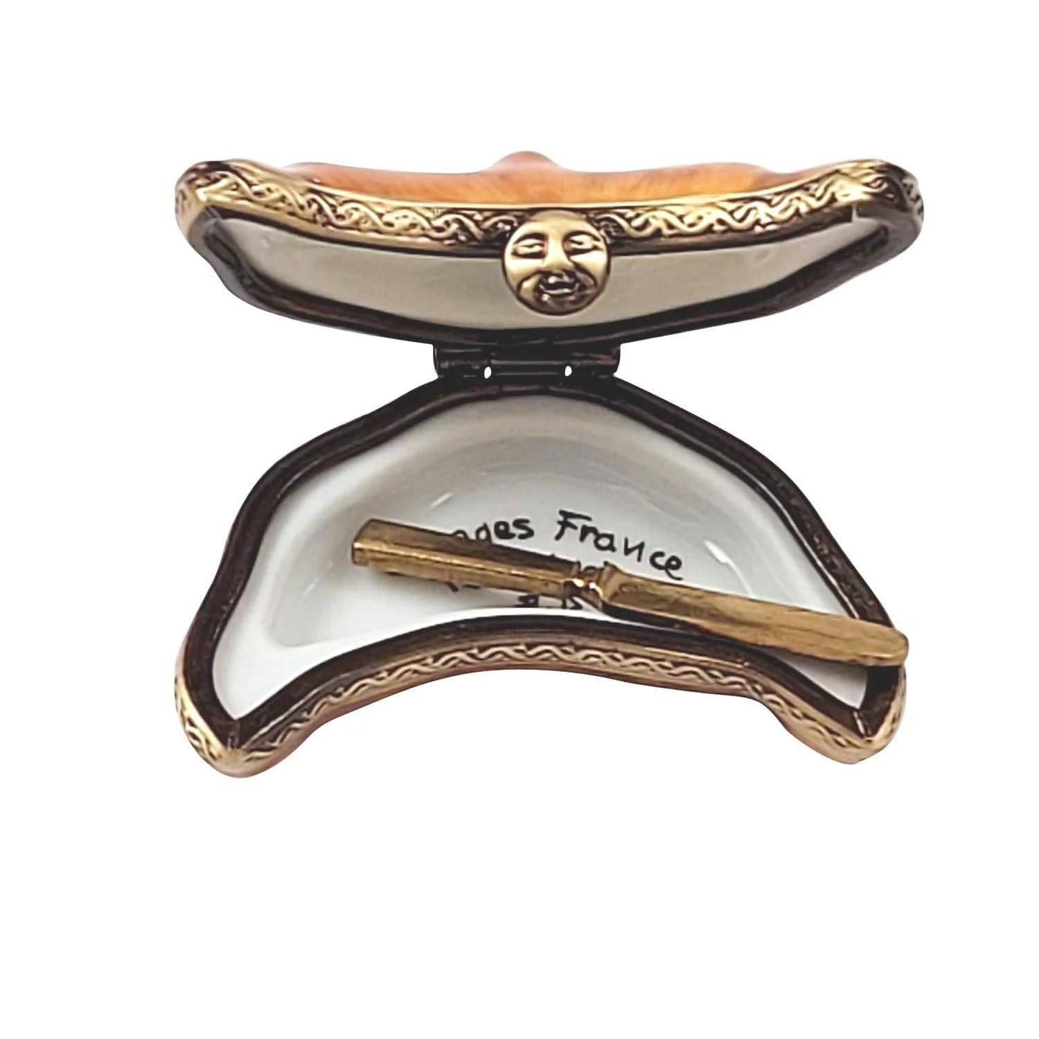 LIMOGES BOUTIQUE FINE FRENCH PORCELAIN CROISSANT WITH REMOVABLE BUTTER KNIFE