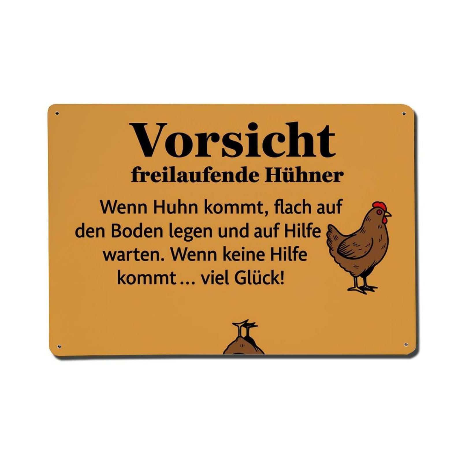 Caution Free-range Chickens Warning Humor Metal Tin Sign Plaque