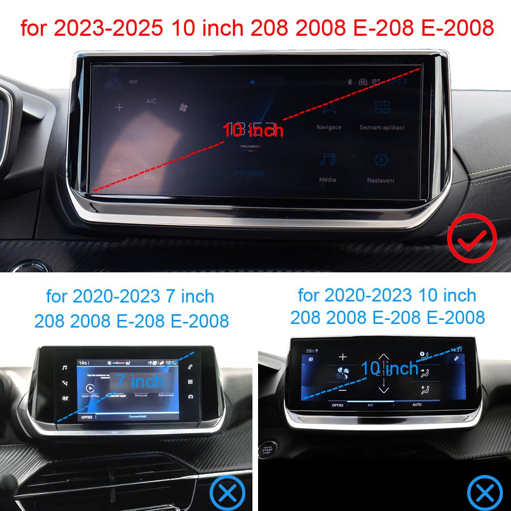 Soporte para teléfono móvil de coche compatible con Peugeot 208 e-208 P21 2008 e-2008 P24 GT Line/Access/Allure/Active/Premium 2023 2024 2025 (for 208/2008/E-208/E-2008/E-2008/E-23-208/E-208/E