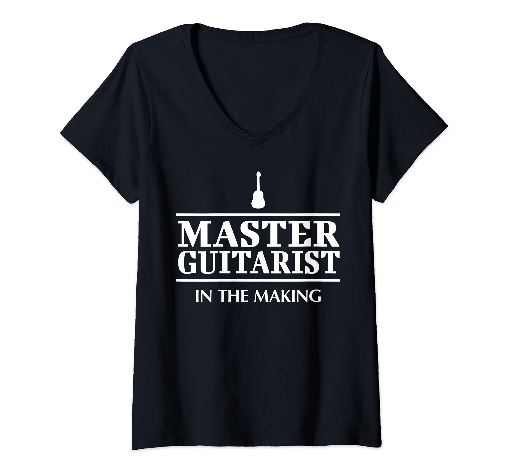 Womens Hilarious Guitar Player Saying I Master Guitarist V-Neck T-Shirt, Black