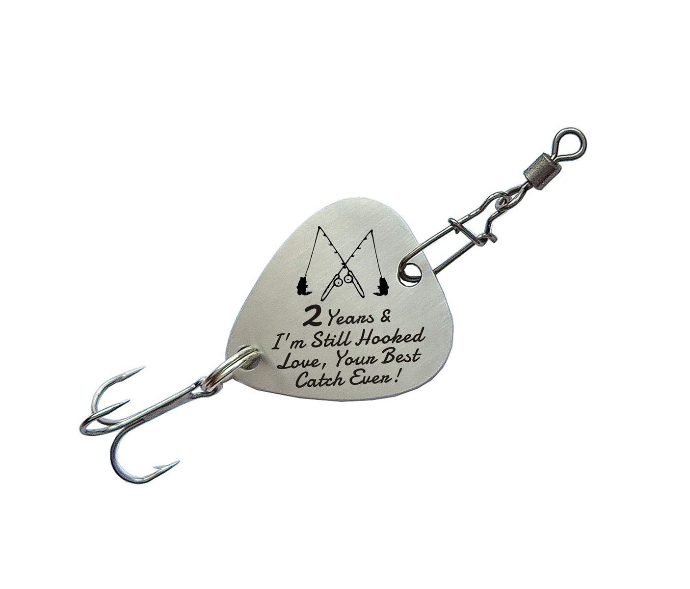 liduola 2 Years Wedding 2 Years & I'm Still Hooked Love Your Best Catch Ever Fishing Lure Gift Anniversary Christmas Valentines's Day Gifts for Husband or Boyfriend