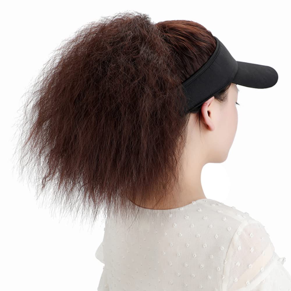 Joytrends Visor Hat Wig with Ponytail Wig Hat Adjustable