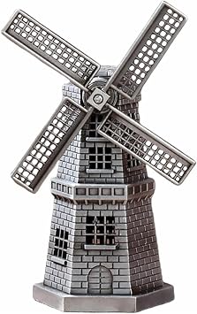 SBOMB Red Bronze Dutch Windmill, Mini Dutch Landmark Metal Windmill, Retro Style Windmill Decor Statue, Hand Soldering Home Decor for Bar, Restaurant, Back Yard Decorations B,Large