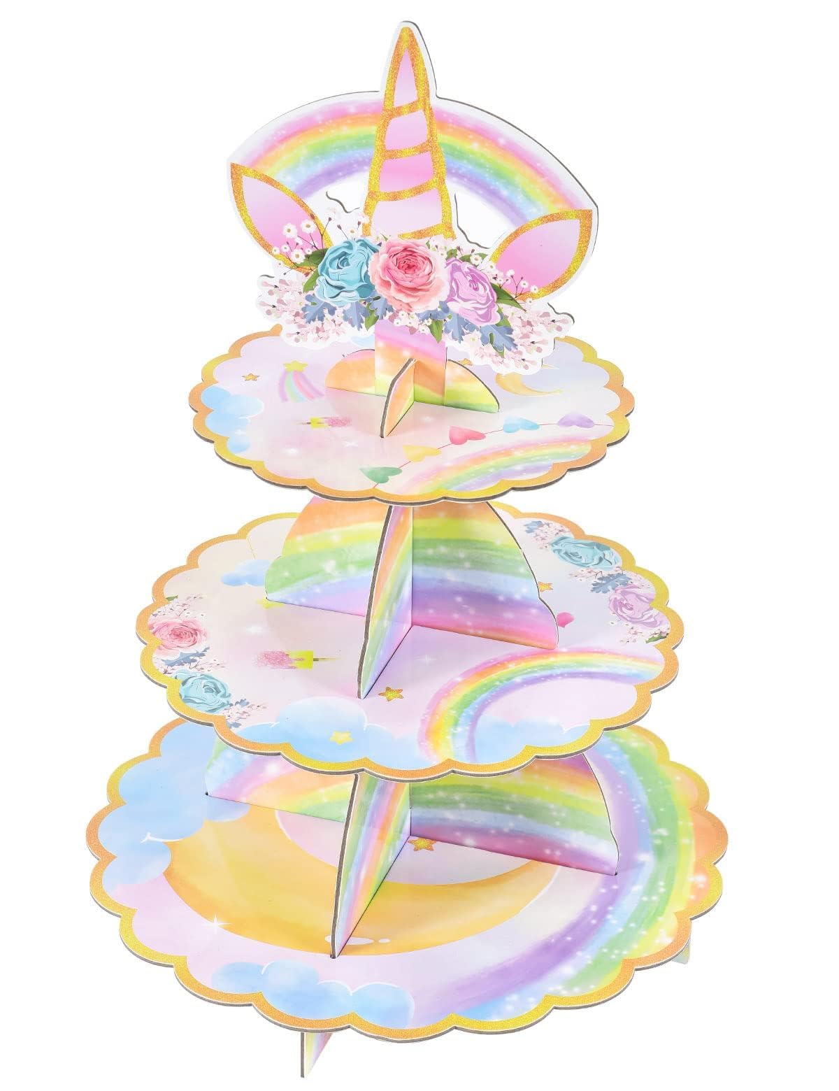 Alzata per Cupcake con Unicorno - Decorazioni per Feste di Compleanno e Baby Shower a Tema Corno di Unicorno