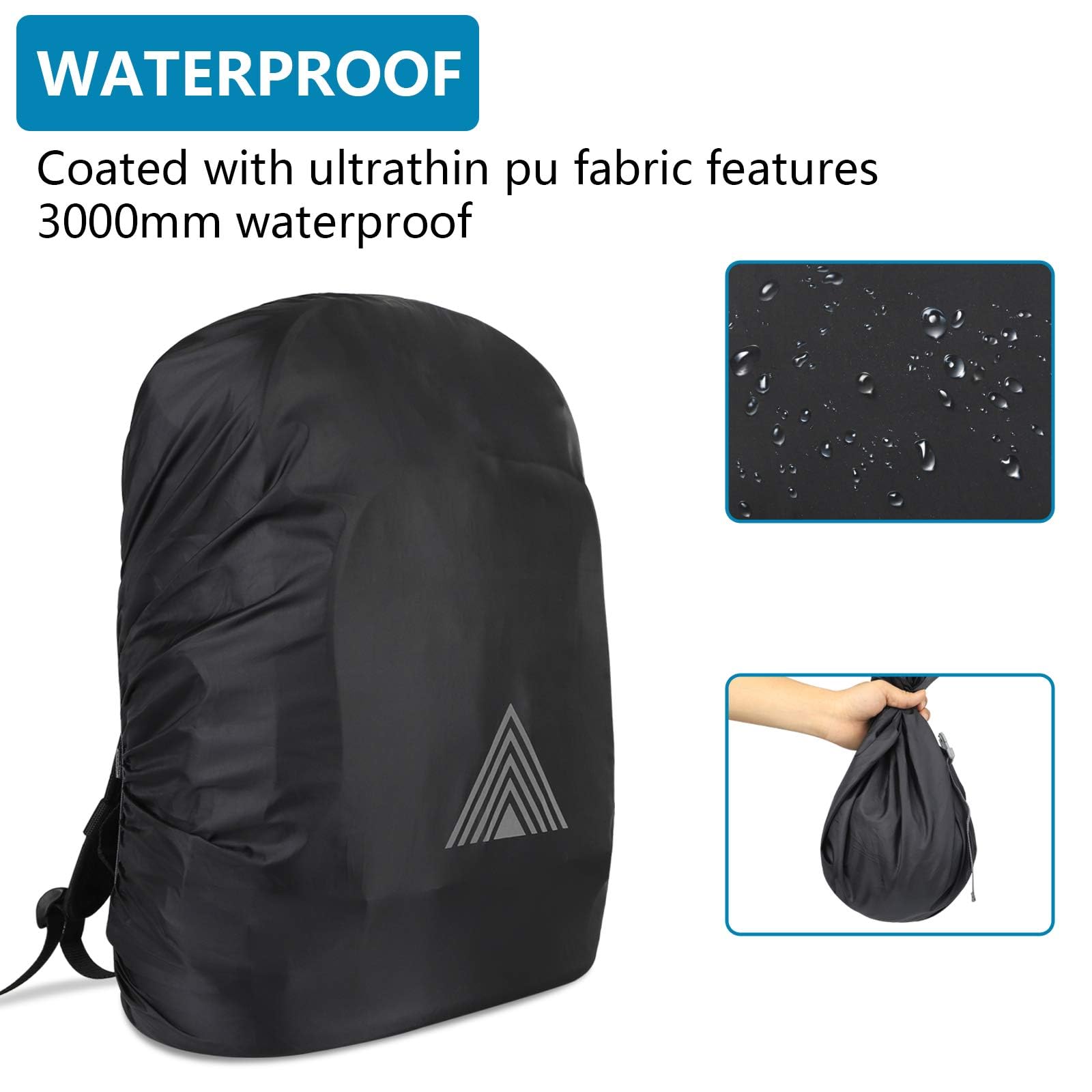 Copri Zaino per Pioggia 15-75L,Coprizaino Impermeabile,Copertura Zaino Antipioggia con Fibbia Regolabile,Parapioggia per Zaino per Escursionismo,Campeggio,Viaggio,Ciclismo