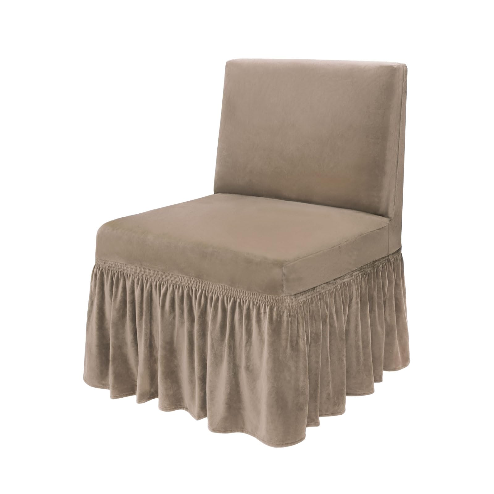 Photo 1 of NICEEC Coffee Spandex Armless Accent Chair Cover with Skirt Stretch Super Soft Modern Accent Slipper Chair Slipcovers Without Arms Washable Chair Protector for Living Room Bedroom Study