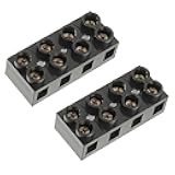 JAMHER 2PCS Dual Rows Terminal Block 500V 60A 4 Position Screw Electrical Barrier Terminal Strip Block, Suitable for Home appliances, Motors, Machinery and Other scenarios