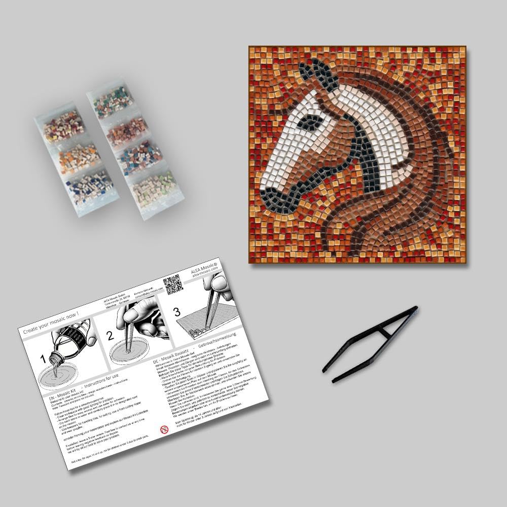ALEA Mosaic Set completo di mosaico artigianale 20 x 20 cm cavallo autunnale