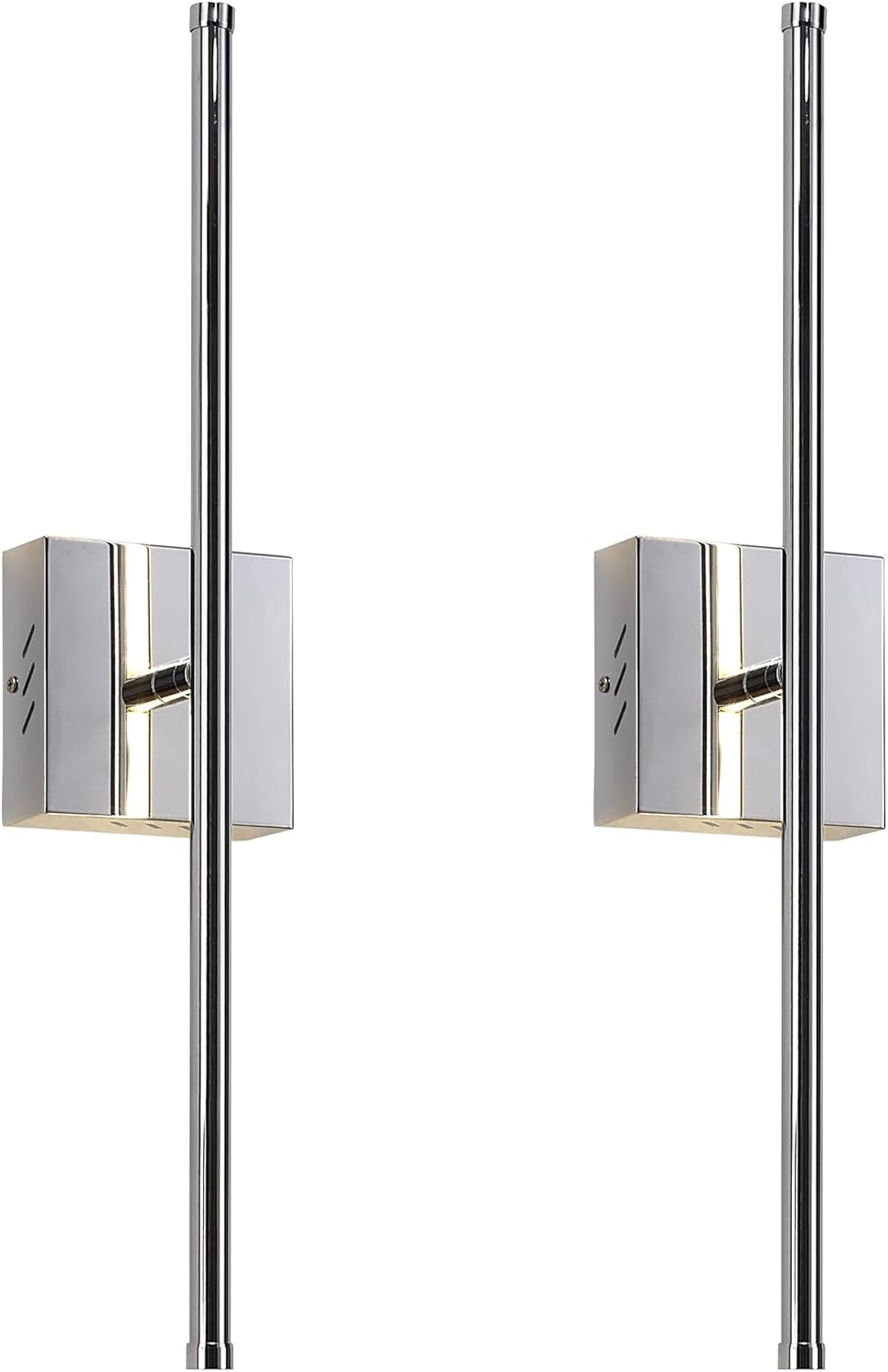 Modern Wall Sconces Set of Two, Dimmable Hardwired Wall Sconces, 350° Rotate, LED Chrome Wall Light Fixtures, 3000K Warm Light Wall Lamp for Bathroom, Living Room, 20.4 Inch (2 Pack)