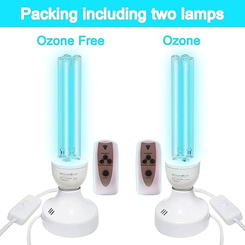 Miniatura 2 de BAIMNOCM Desinfectante de luz UV total de 50 W, lámpara germicida UVC con base E26 y control remoto, bombilla de desinfección UV para sótano,