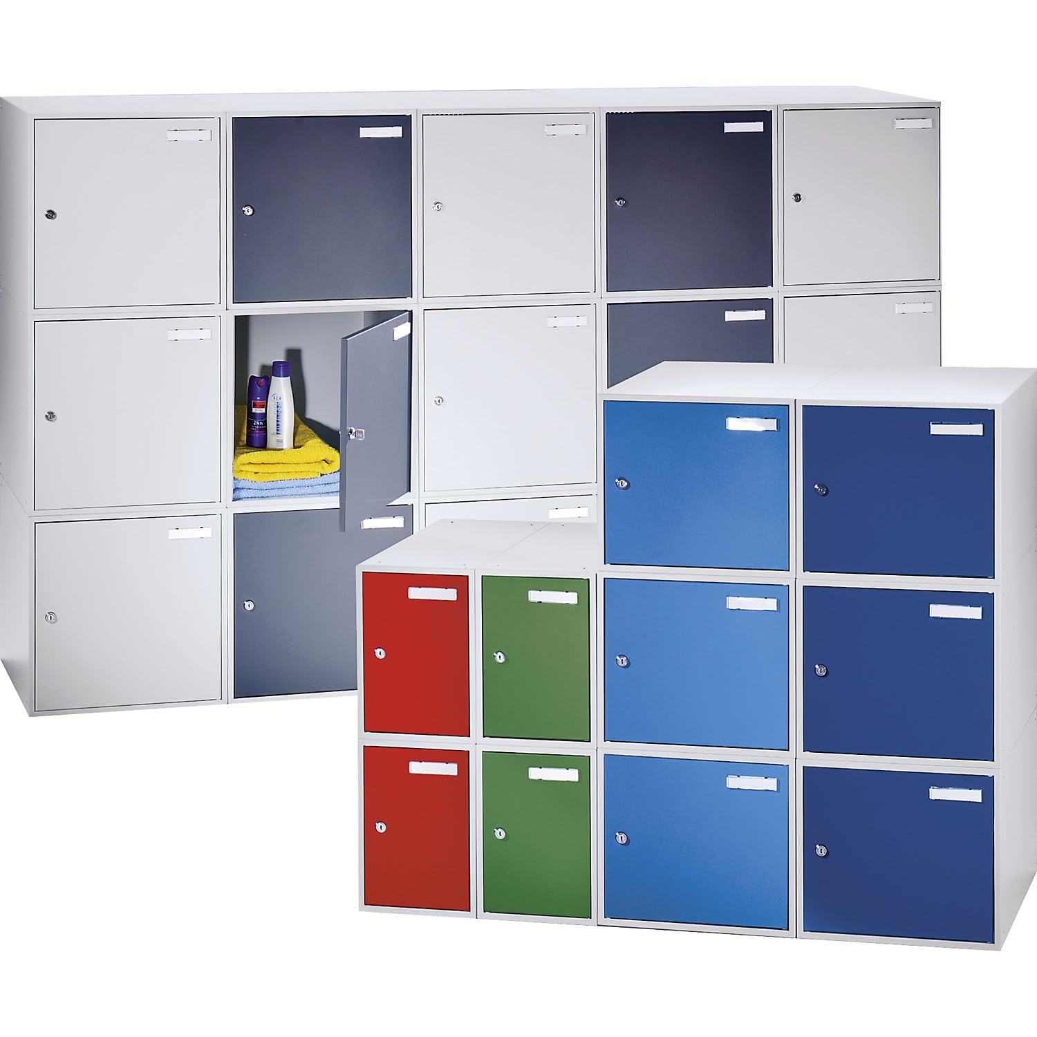 EUROKRAFT basic | Armadietto con serratura | antibatterico | alt x largh x prof 350 x 400 x 450 mm | grigio chiaro RAL 7035