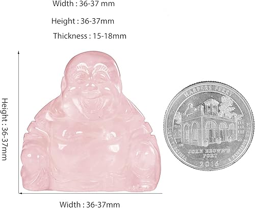 Miniatura 2 de TUMBEELLUWA 2 estatuas de Buda de piedra de cristal de 1.5 pulgadas para decoración de Feng Shui, figuras portátiles de Maitreya feliz para oración