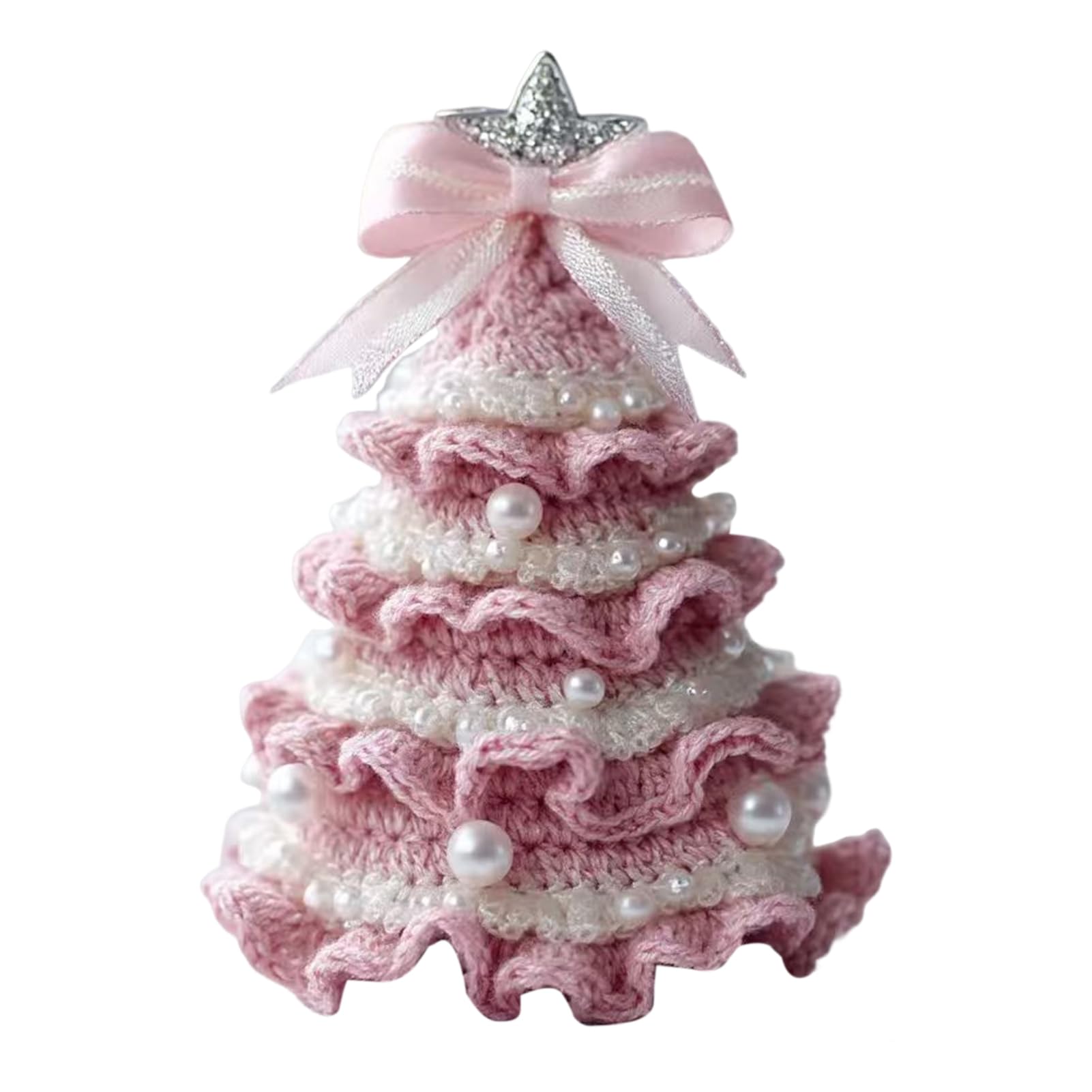 Somerway Women's G Christmas Tree Crochet Kit For Beginners Adults, Xmas Tree Christmas Craft Crochet Set With Bow And Pearl Embellishment For Festival Christmas Decorations Ift (G)