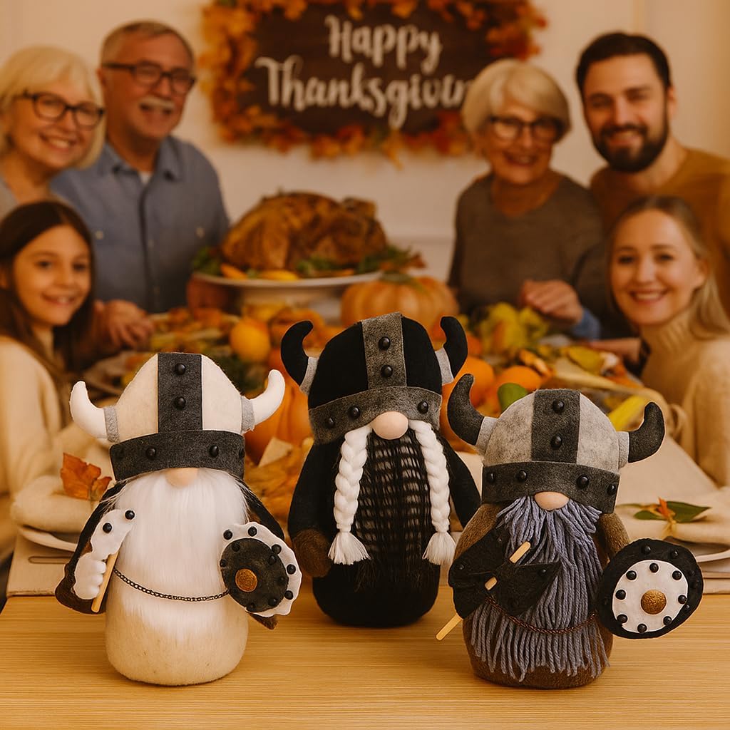 Viking Berserker Gnome Plush Valentine's Day Gift 3 Pack Viking Norse Gnome Gift 10'' H Viking Warrior Minotaur Gnomes Home Office Decor Viking Gift, Christmas New Year Gift, Men's Gift - Image 2